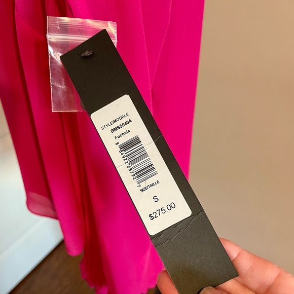 Badgley Mischka Long Sleeve Top Blouse Fuchsia Pink Size S Pleated Back Designer - Picture 6 of 11